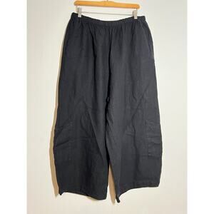 Bryn Walker NWT Black Casbah 100% Linen Elastic Waist Wide Leg Pant Size XXL